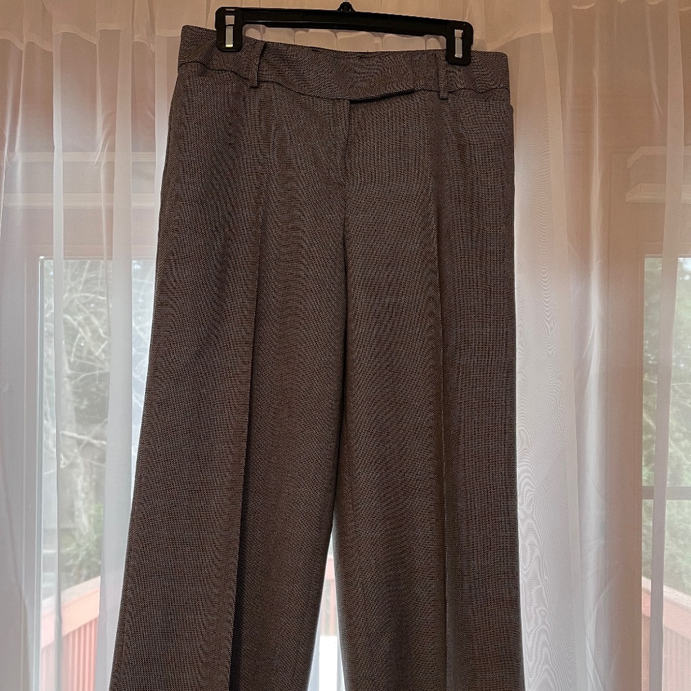 Ann Taylor Loft "Ann" black & white weave straight leg slacks